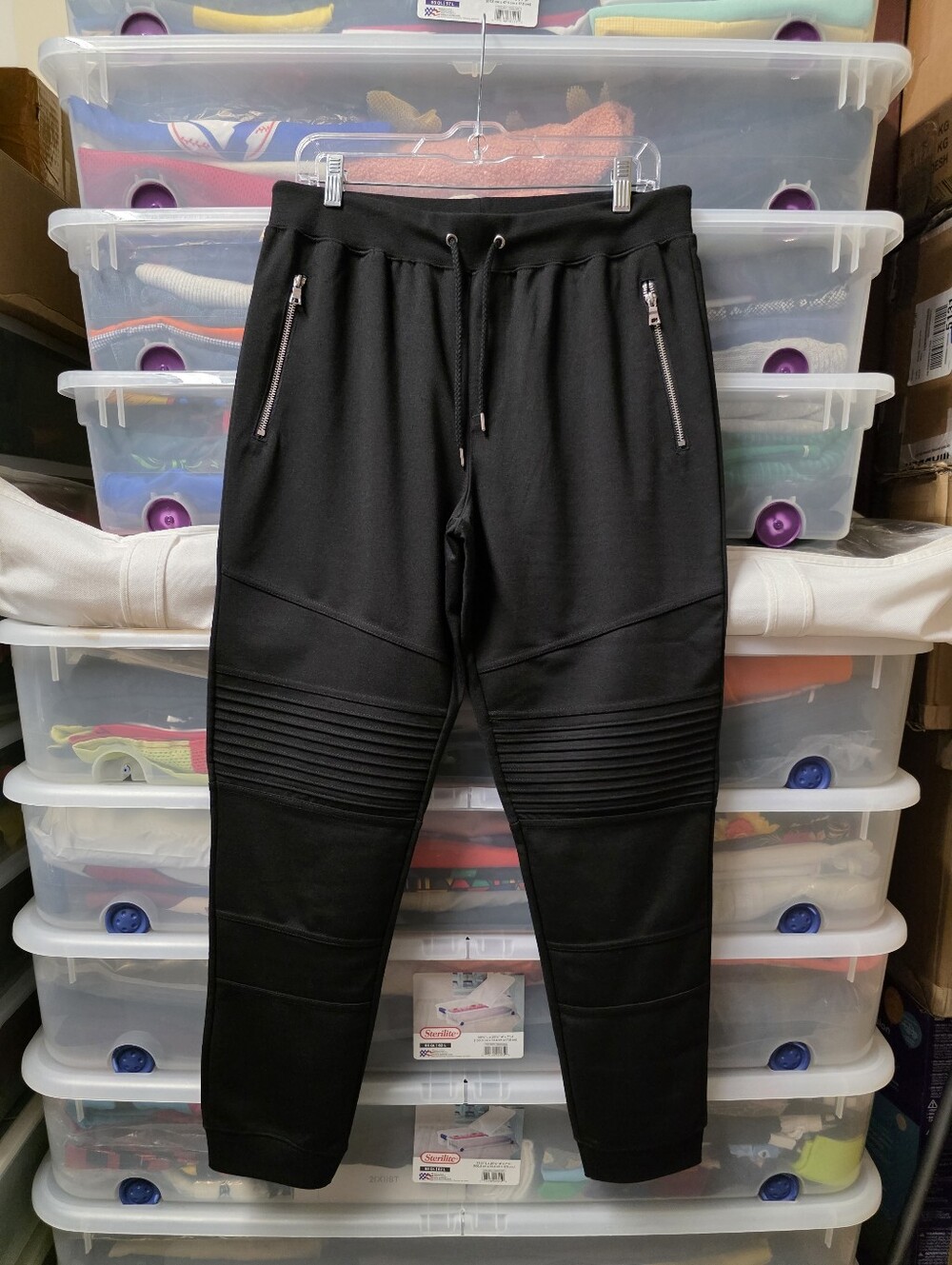 INC International Concepts Men’s Black Jogger Pants Drawstring Zip Pocket Sz M